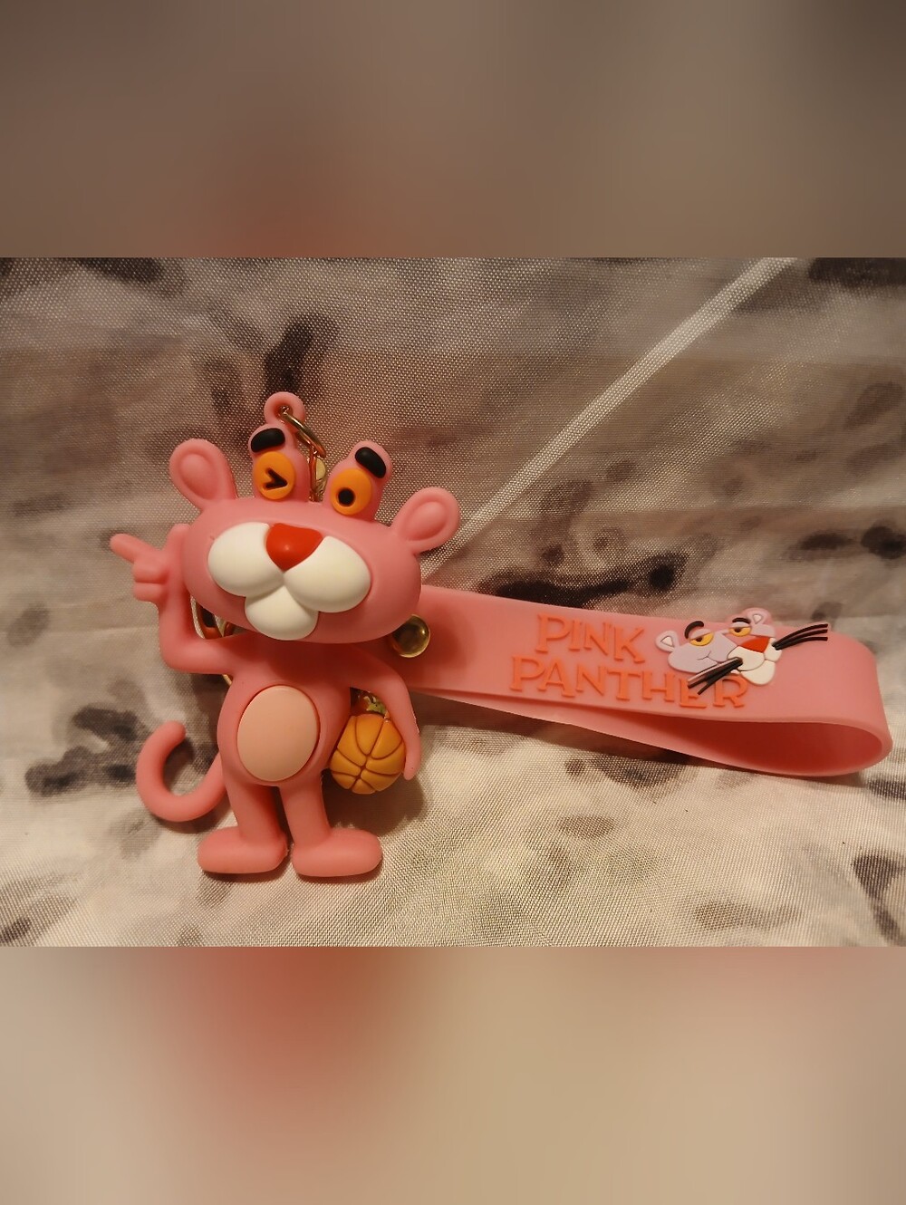 Pink Panther Keychain with Basketball